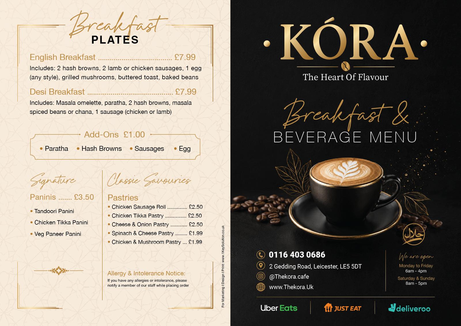 Kora Menu Page 1